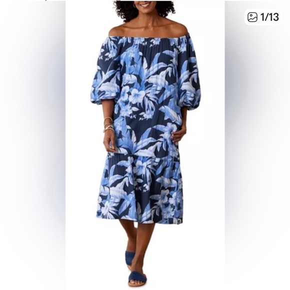 Tommy Bahama Blue Ruffled Tiered Sundress - Picture 14 of 14